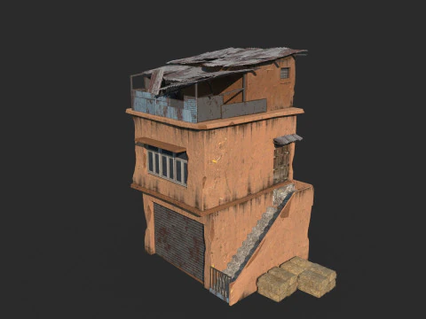 Bangunan bergaya tanah terbengkalai Model 3D