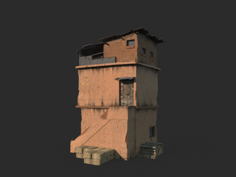 Abandoned soil style buildings 3D Model