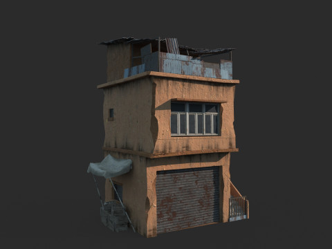 Abandoned soil style buildings 3D Model