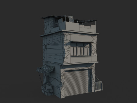 Abandoned soil style buildings 3D Model
