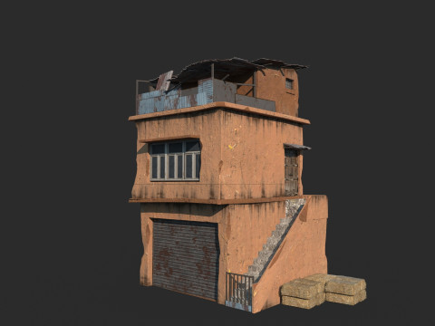 Abandoned soil style buildings 3D Model