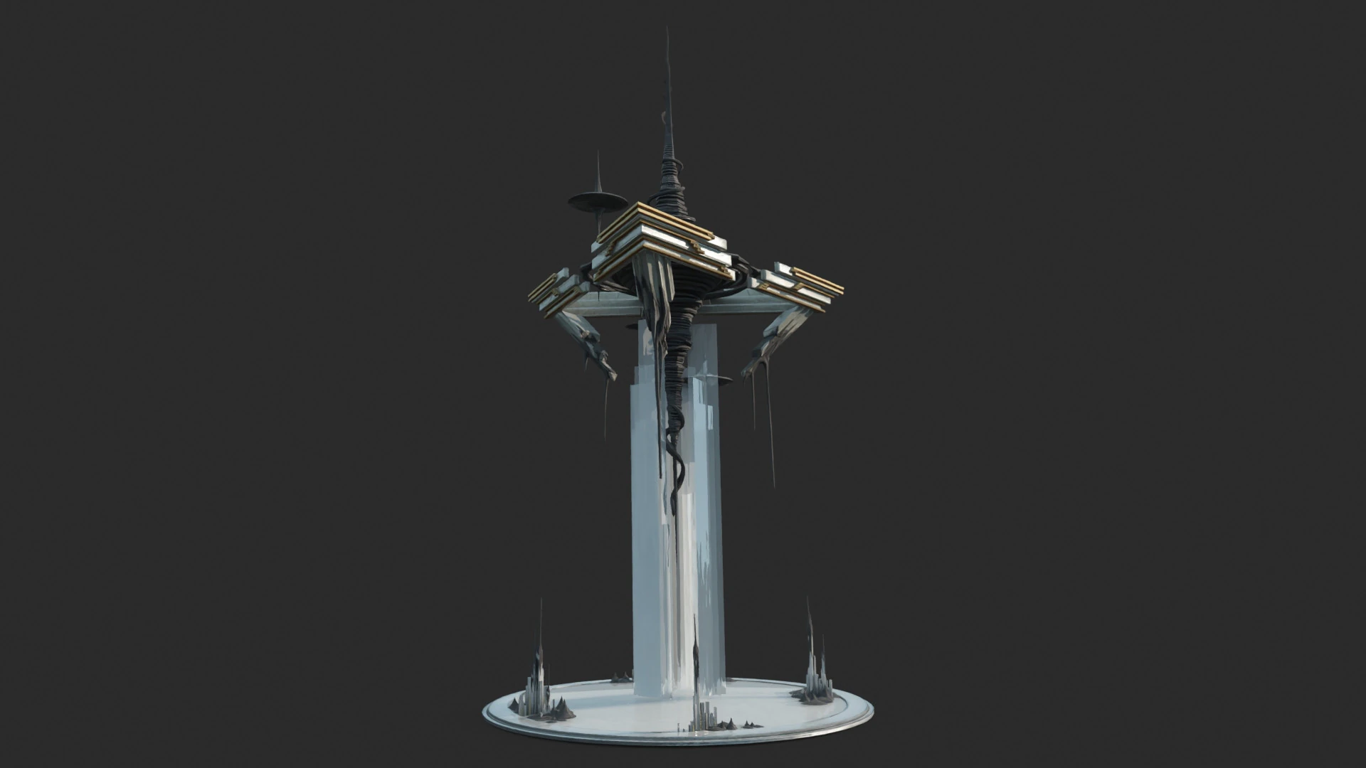 Future sci-fi sculpture fountain 3D Model .c4d .max .obj .3ds .fbx .stl .blend