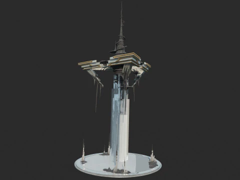 Future sci-fi sculpture fountain 3D Model