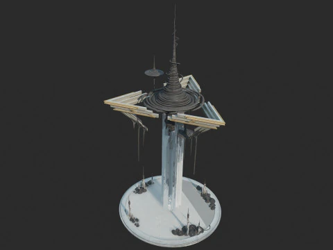Future sci-fi sculpture fountain 3D Model