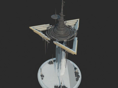Future sci-fi sculpture fountain 3D Model