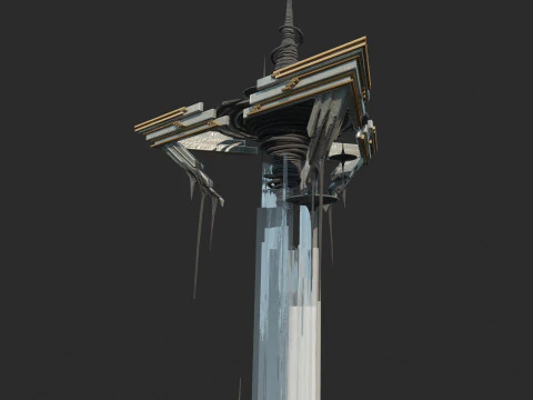 Future sci-fi sculpture fountain 3D Model