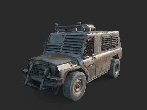 Модифицированный Jeep в постапокалиптическом стиле 3D Модель