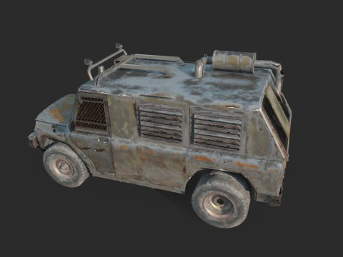 Post-apocalyptic style modified Jeep 3D Model