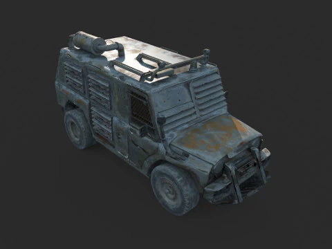 Post-apocalyptic style modified Jeep 3D Model