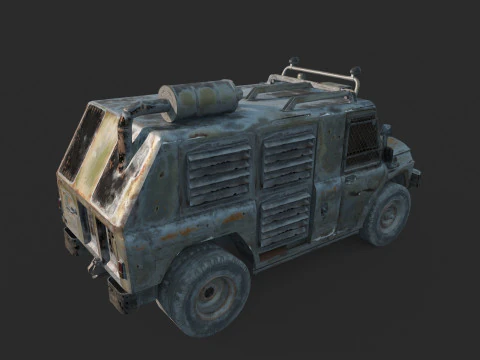 Post-apocalyptic style modified Jeep 3D Model