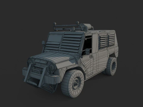 Post-apocalyptic style modified Jeep 3D Model