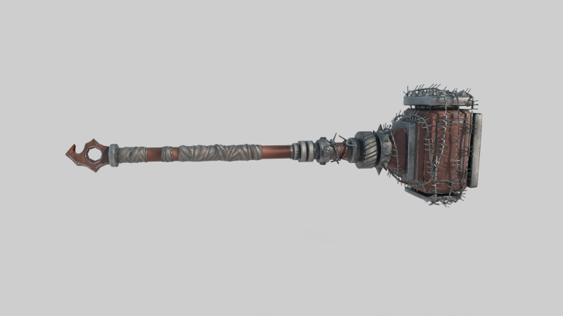 Wasteland style cold weapon hammer 3D Model .c4d .max .obj .3ds .fbx .stl .blend 