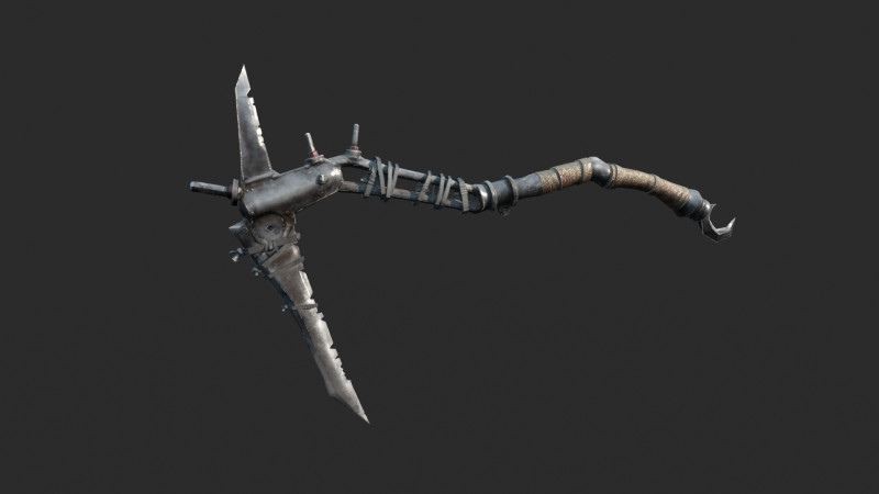 Wasteland style cold weapon sickle 3D Model .c4d .max .obj .3ds .fbx .stl .blend 