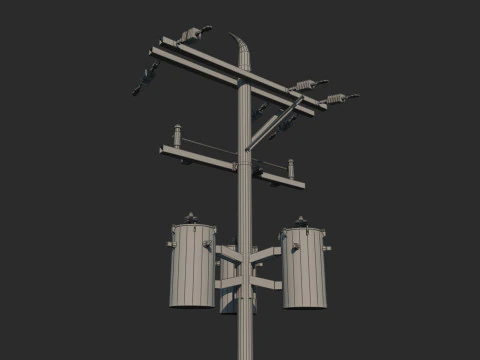 Strommasten moderner Energieanlagen 3D Modell