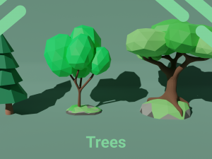 Low Poly Trees pack Blender 3D Model
