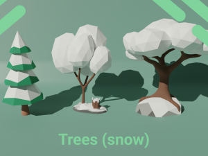 Low Poly Trees pack Blender 3D Model