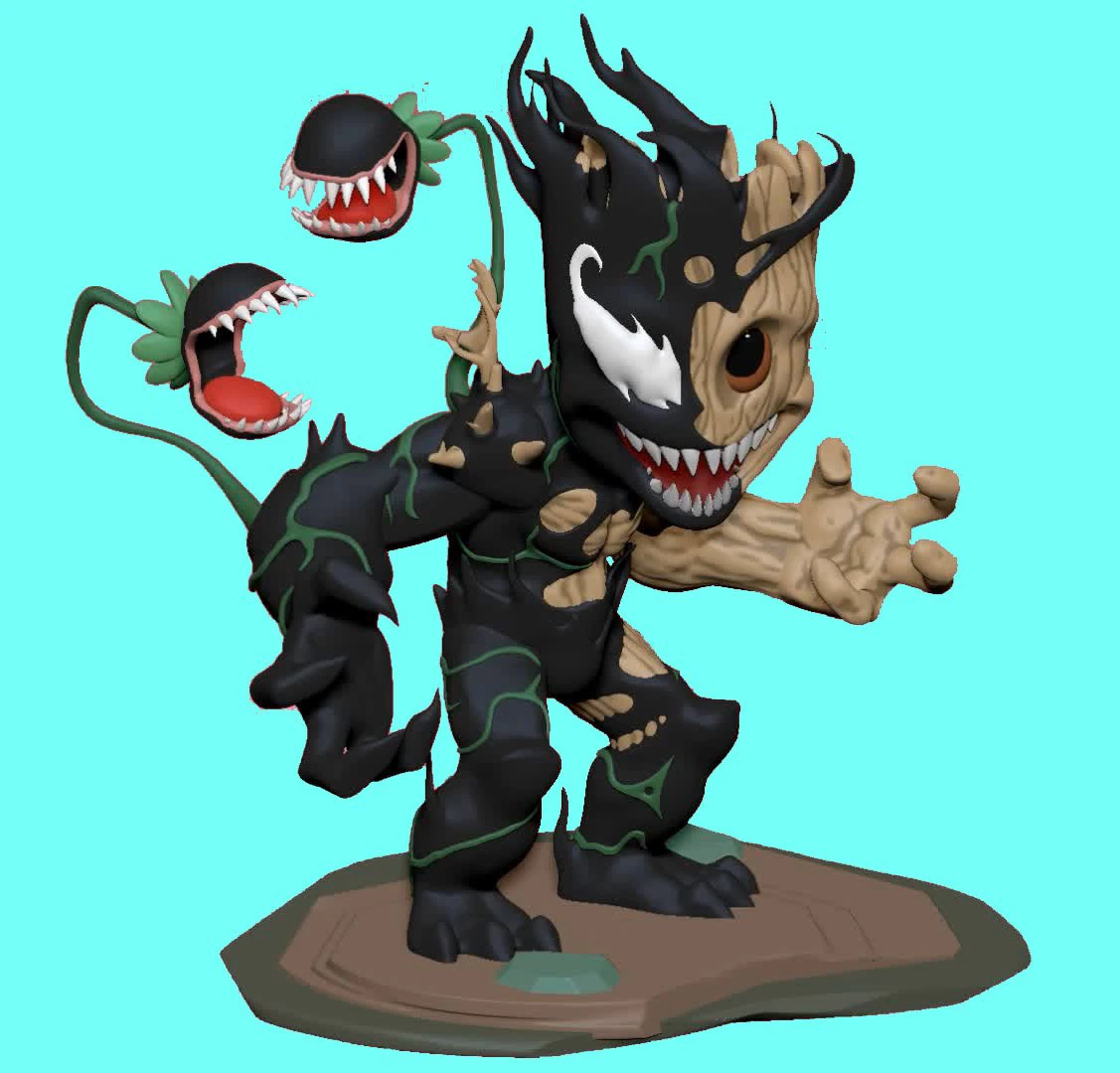 Venom Groot stl 3D Model .c4d .max .obj .3ds .fbx .stl .blend 