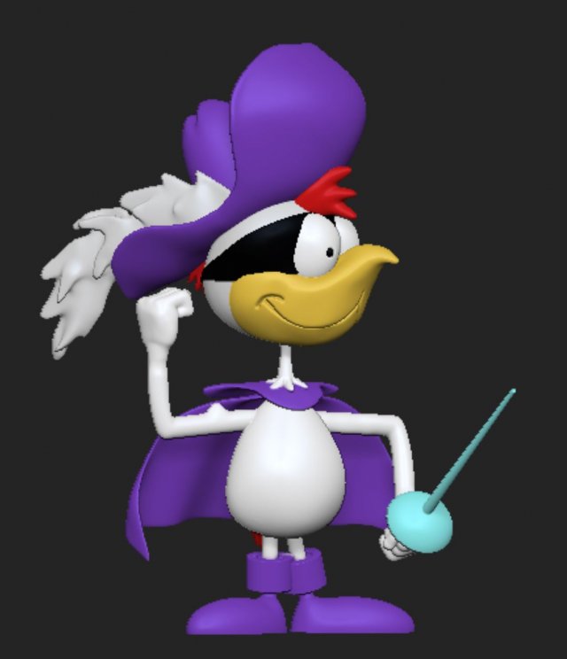 Super Chicken and Fred 3D-Druckmodell .c4d .max .obj .3ds .fbx .stl .blend 