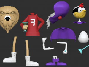 Super Chicken and Fred 3D Print Model