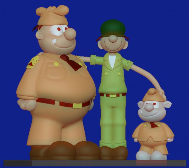 Beetle Bailey Sergeant Snorkel and Otto 3D Принт Модель .c4d .max .obj .3ds .fbx .stl .blend 