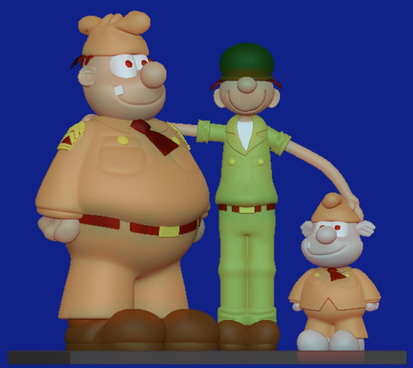Beetle Bailey Sergeant Snorkel and Otto 3D Print Model .c4d .max .obj .3ds .fbx .stl .blend 