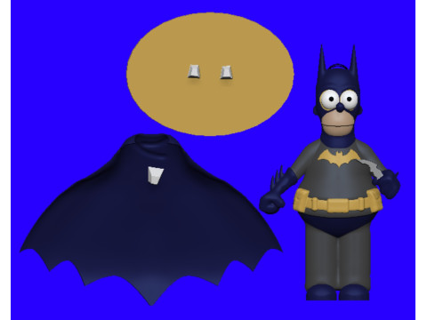 Homer Simpson Batman 3D-printmodel