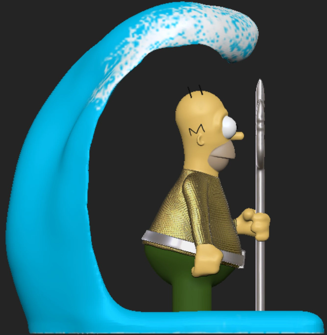 Homer Simpson Aquaman 3D Print Model .c4d .max .obj .3ds .fbx .stl .blend 
