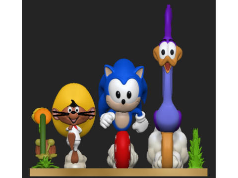 Sonic Road Runner and Speedy Gonzales 3D 프린트 모델