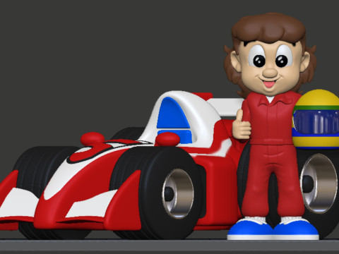 Senninha Little Senna Ayrton Senna cartoon 3D Print Model