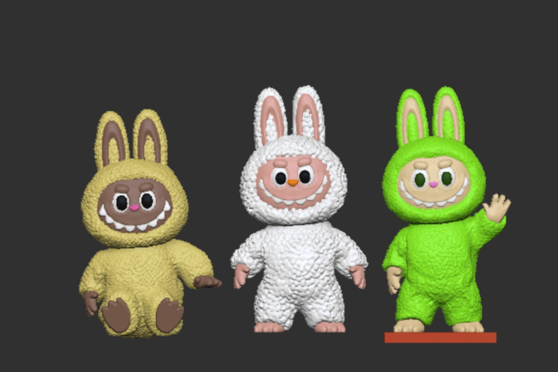 Set of 3 LABUBU dolls 3D-Druckmodell .c4d .max .obj .3ds .fbx .stl .blend