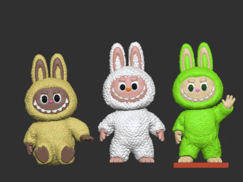 Набір з 3 ляльок LABUBU 3D Принт Модель