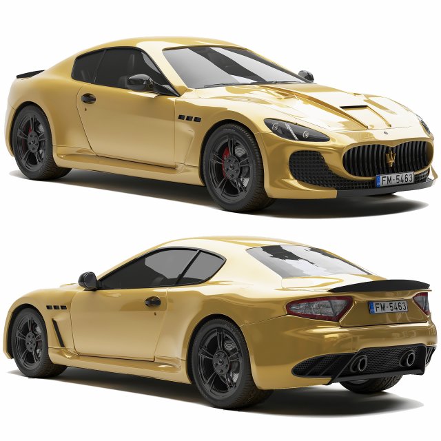 Maserati Granturismo Gold Chrome 3Dモデル .c4d .max .obj .3ds .fbx .stl .blend 