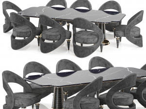 Empire Dining chair and table 3D Model