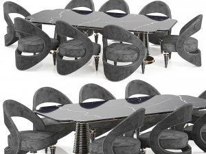 帝国餐椅和桌子 3D 模型