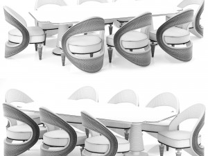 Empire Dining chair and table 3D Model