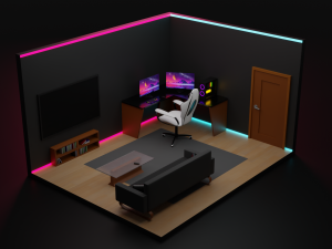 Isometric Gaming Room 3D 模型
