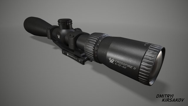 Vortex Crossfire II 4-12x44 and mount Vortex Pro Extended Cantilever 30 mm 3D 模型 .c4d .max .obj .3ds .fbx .stl .blend 