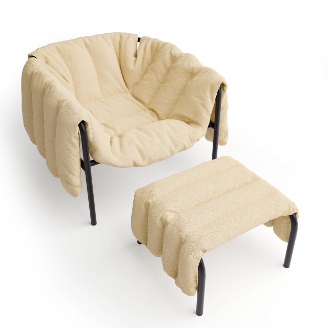 Puffy Lounge Chair Ottoman - HEM 3D मॉडल .c4d .max .obj .3ds .fbx .stl .blend 