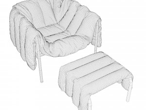 Puffy Lounge Chair Ottoman - HEM 3D मॉडल