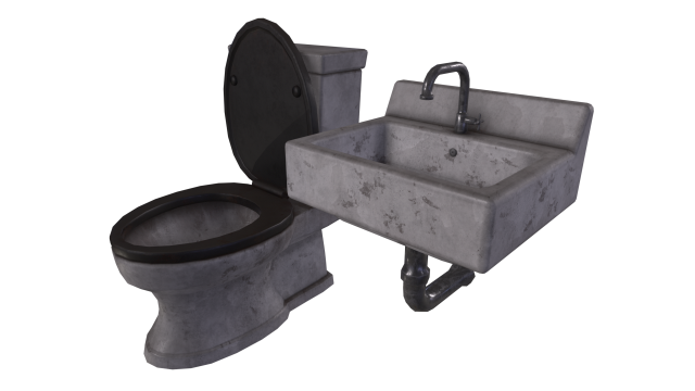 Sink and Toilet - Game props Modelo 3D .c4d .max .obj .3ds .fbx .stl .blend 