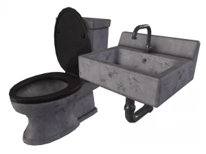 Sink and Toilet - Game props 3D Model