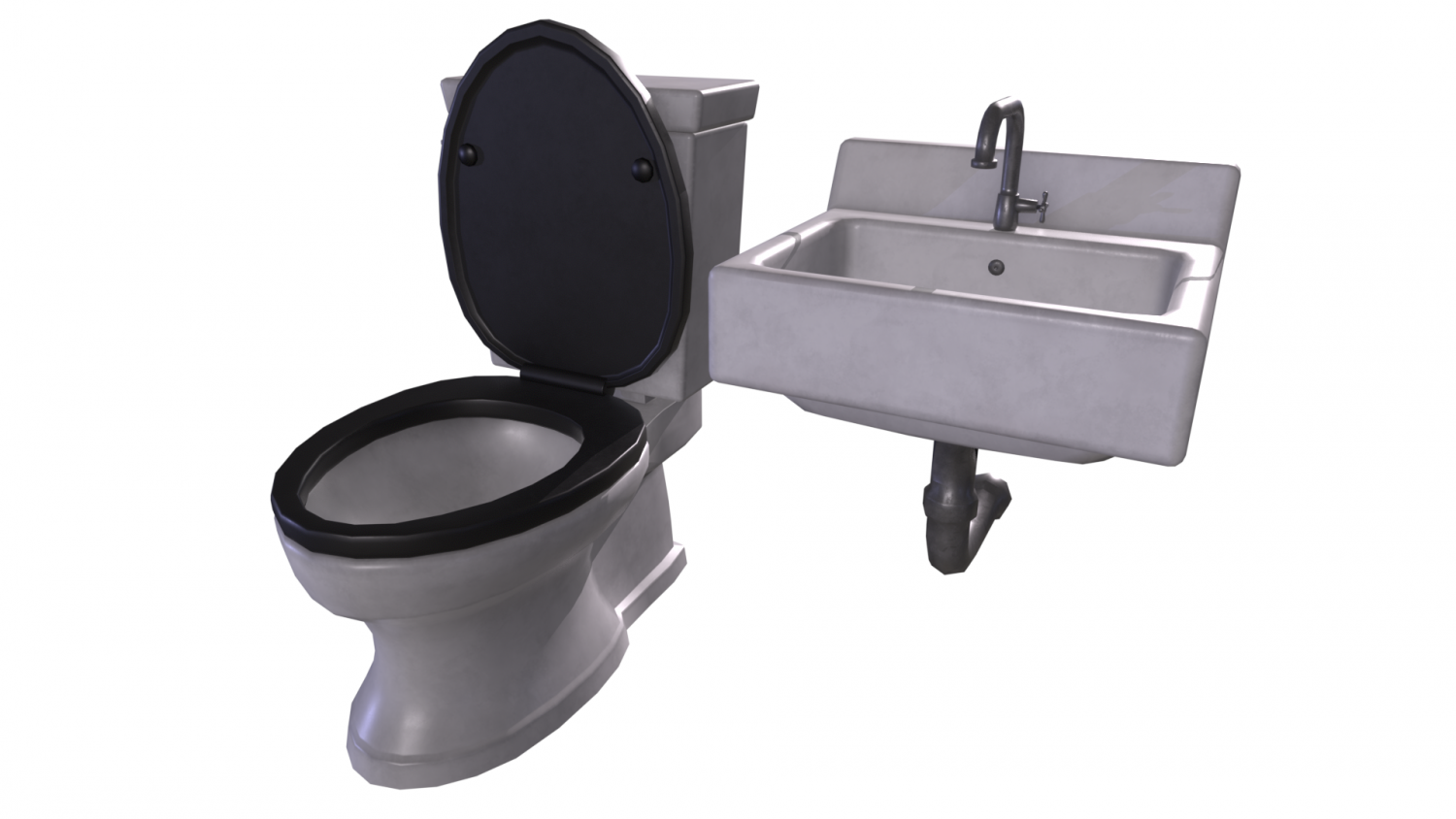 Sink and Toilet - Game props 3D Модель in Ванная 3DExport