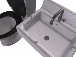 Sink and Toilet - Game props Modelo 3D