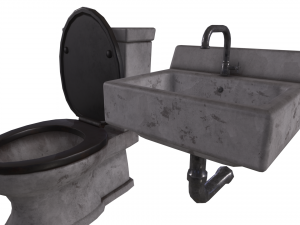 Sink and Toilet - Game props Modelo 3D