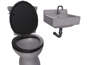 Sink and Toilet - Game props Modelo 3D