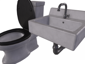 Sink and Toilet - Game props Modelo 3D