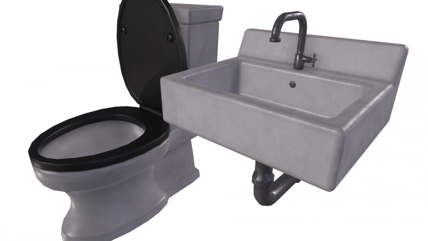 Sink and Toilet - Game props 3D Модель in Ванная 3DExport