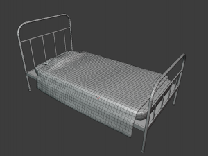 Old Metal Frame Bed - Game props 3D 模型