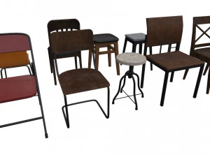 Chair Pack - Game props 3D Model