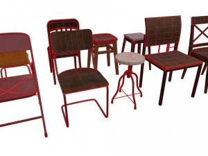Chair Pack - Game props 3D Model